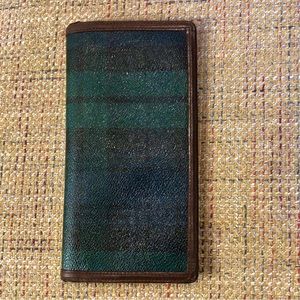 RALPH LAUREN Blue Green Black Watch Plaid Long Bifold Wallet Coin Section VTG